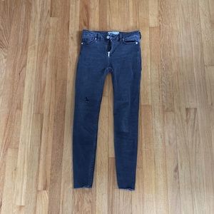 Free People Distressed Raw Hem Low Rise Skinny Jean